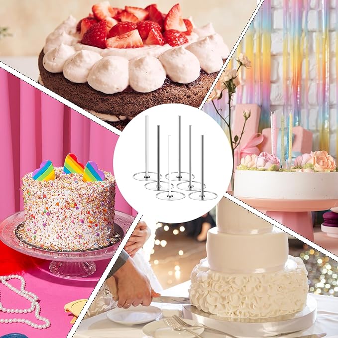 6 Pcs Cake Heating Core for Baking Stainless Steel Heating Rod Cake Strips for Even Baking 2.76 Inch Silver Bakings Nails Cakes Stick Supplies for Decorating Supplies Bake Tools Accessories
