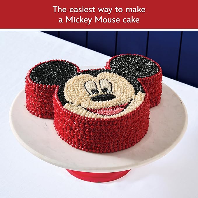 Farberware Disney Bake with Mickey Mouse Nonstick Bakeware Cake Pans, Baking Sheet, and Loaf/Meatloaf Pan, 6 Piece Non Stick Bakeware Set - Red