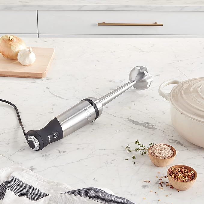 All-Clad Electrics Stainless Steel Immersion Blender 2 Piece Turbo Function 600 Watts Detachable, Variable Speed Control, Hand Blander, 9-1/4-inch