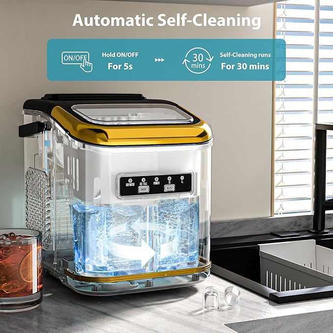 Electactic Ice Maker Machine Countertop Portable Compact Small Bullet Ice Maker with Self Cleaning,9 Cubes in 6 Mins,26lbs in 24Hrs, for Home and Kitchen(Black)