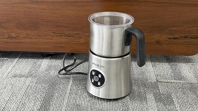 Milk Frother and Steamer, Electric Milk Frother with Detachable Stainless Steel Jug, Hot & Cold Foam Maker for Latte, Cappuccino, Coffee, 10oz Froth / 17oz Heat