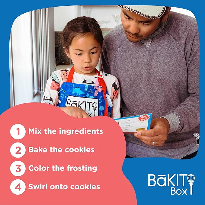 BāKIT Box Aurora Swirl Cookies Baking Kit for Kids, STEM Science of Color Educational Activity Kit, Learn Chromatography, Color Mixing, & More, Includes Organic Food Coloring with Spirulina, Ages 6–13