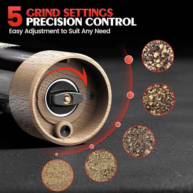 Electric Salt and Pepper Grinder Set Automatic Battery Pepper Mill Shakers Adjustable Coarseness Upgraded Larger Capacity with Led Home and Kitchen Appliances Birthday Gifts for Women Mom