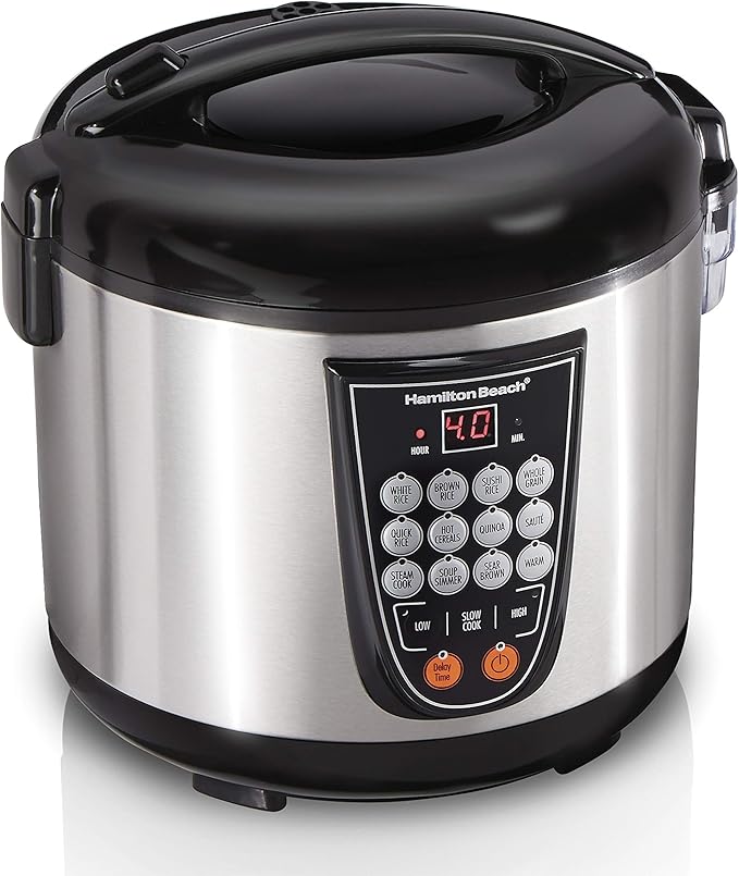 Hamilton Beach Digital Programmable Rice Cooker, Slow Cooker & Food Steamer Bundle (20 Cups Cooked)