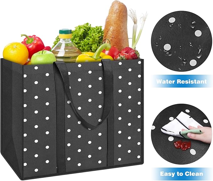 Fab totes 10 Pack Reusable Grocery Bags 35L Large Capacity Reusable Shopping Bags for Groceries Heavy Duty Waterproof Tote Bags for Shopping and Picnic