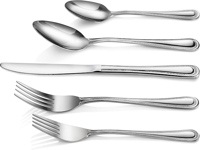 New Star Foodservice Bead Pattern, Stainless Steel, 60-Piece Flatware Set