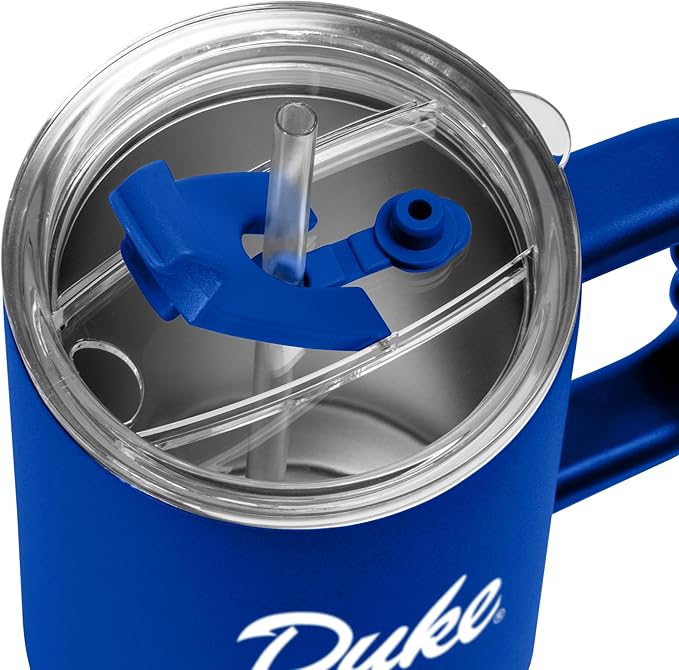Logo Brands NCAA 40 oz Tumbler with Handle -Stainless Steel Insulated Travel Tumbler with Straw Lid – Powder Coated, Leak-Resistant, Keeps Drinks Hot/Cold – Great for Tailgating, or Everyday Use