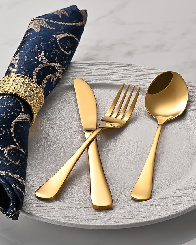 60 Piece Gold Silverware Set - Service for 20, Stainless Steel Flatware Cutlery Set Include Knife Spoon Fork, Mirror Polished Gold Utensils for Wedding, Restaurant, Home, Dishwasher Safe