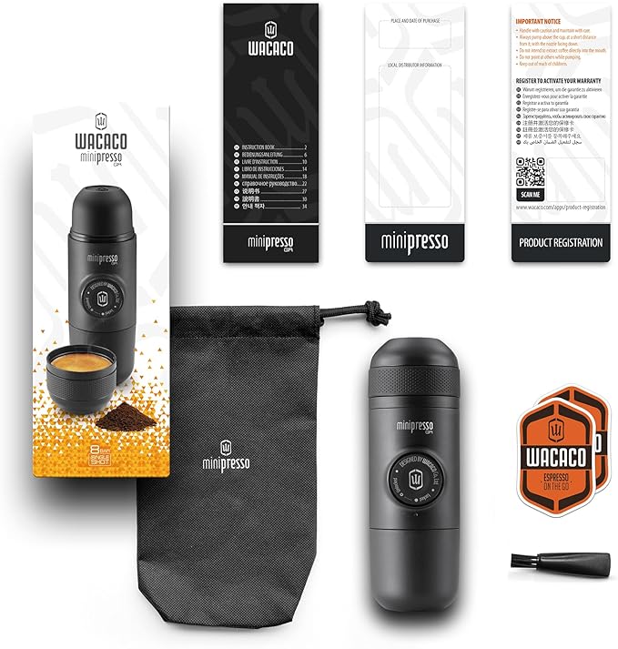 WACACO Minipresso GR, Portable Espresso Machine, Compatible Ground Coffee