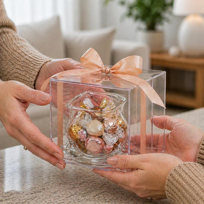 Restaurantware Clear Glass Bowl 8 oz Crinkle Edge Unzipped Bag Bowl Creative Serving Dish Dishwasher Safe Transparent Glass and Microwave-Safe Container for Serving Desserts, Candies