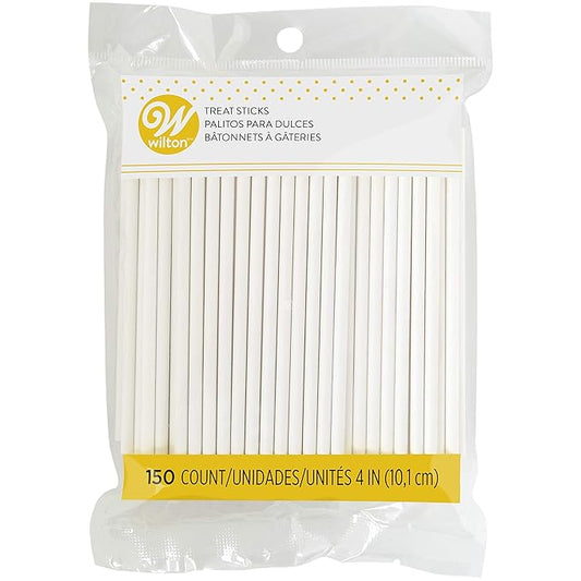 Wilton White Treat Sticks - Paper Sticks for Cake Pops, Lollipops & More - Baking Essentials - Candy Crafting Tools - 4-Inch - 150 Count