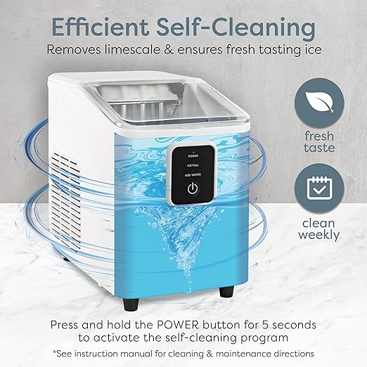 Igloo Portable Ice Maker with Scoop & Basket -Ice Maker with LED Control Panel & 1 Quart Water Tank- Ice Cube Maker Produces 26 Lbs Of Ice In 24 Hours with 8 Large or Small Cubes In 7-8 Minutes- White