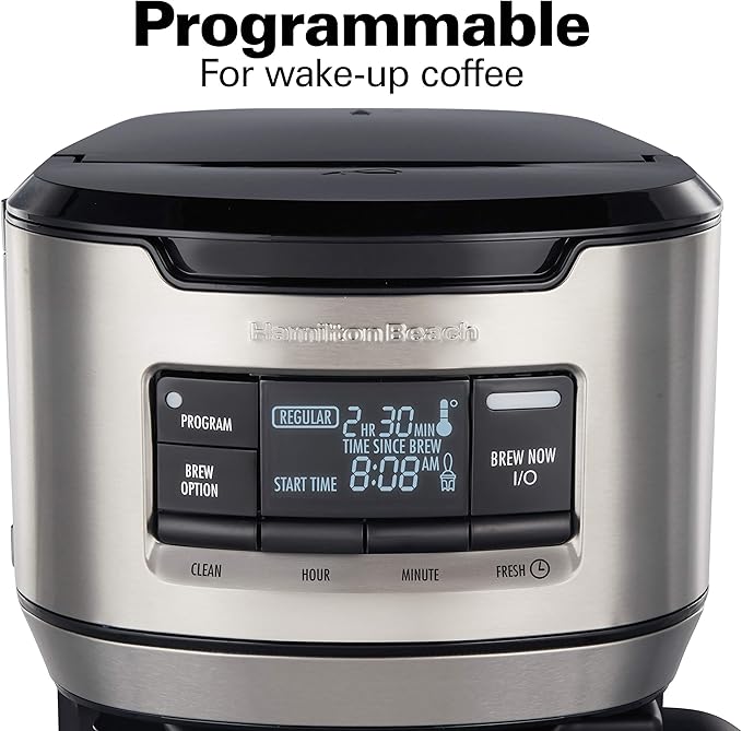 Hamilton Beach Programmable Front-Fill Coffee Maker with Thermal Carafe (46391), 12 Cup Capacity, Black and Stainless