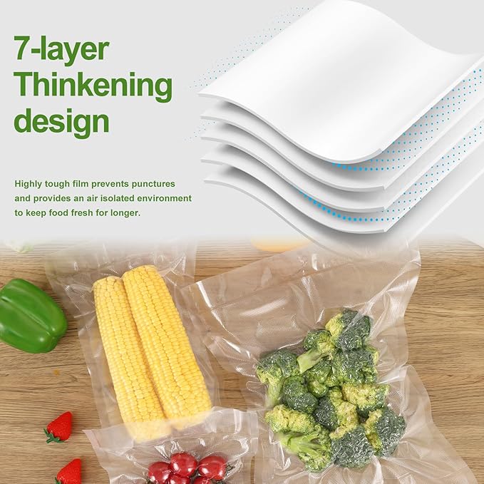 Moretoes Vacuum Sealer Bags for Food, 6 Pack 3 Rolls 11" x 20' and 3 Rolls 8" x 20' Food Saver Bags, Commercial Grade Bag Rolls, BPA Free, Customized Size Bag for Sous Vide Cooking or Meal Prep
