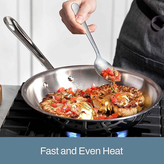 All Clad- D3 12-inch Stainless Steel Frying Pan- 3-Ply Made in USA Cookware-Built to Outlast since 1971- Oven Safe- Induction Compatible