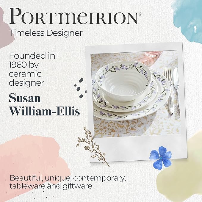 Portmeirion Sophie Conran Lavandula 11 Inch Dinner Plate, Lavender Sprig Design in Soft Purple & Green - Elegant Porcelain Dish for Spring Meals, Garden Parties, Special Events & Everyday Dining