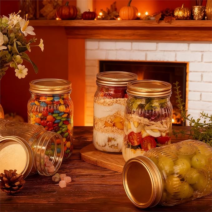 WELLIFE Sunflower Mason Jars 32oz-4Pcs