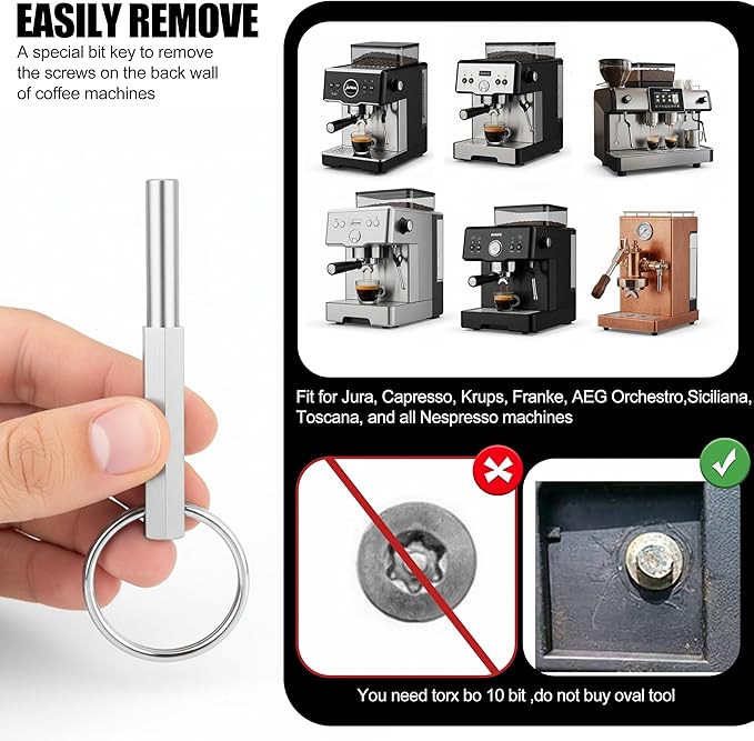O-Ring Gasket Seal & Brew Valve Tool Set – Compatible with Jura Accessories and Krups Replacement Parts, Security Oval Head Key for Coffee Machine Repair, Replacement & Maintenance