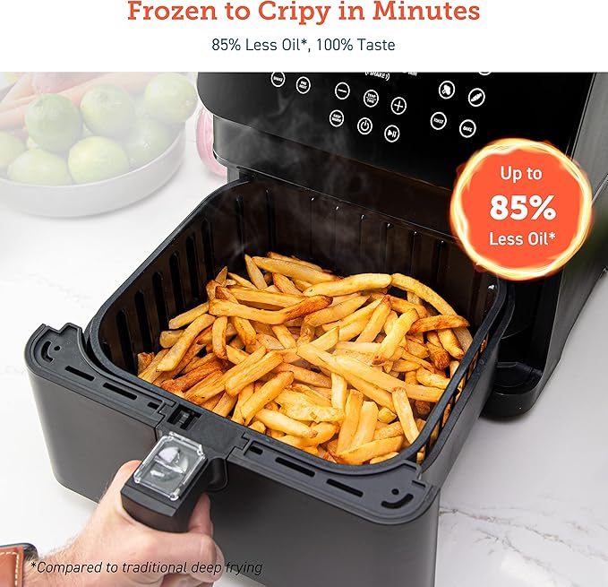 Cosori 12-in-1 Air Fryer 5.8QT, Toast, Bake, Nutrition Facts for 100+ In-App Recipes, AdaptIQ Tech Fast Cook, for Main & Side Dishes, Snacks, Leftovers, Detachable Square Basket, Dishwasher Safe