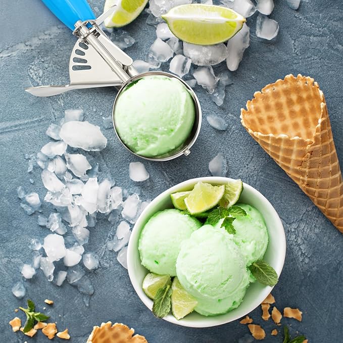 Reallnaive 1 Pcs Release Cookie Scoops Ice Cream Scooper with Trigger Release Portion Scoop Stainless Steel for Portion Control, Baking Food, Cookie Dough (2 oz,Blue)