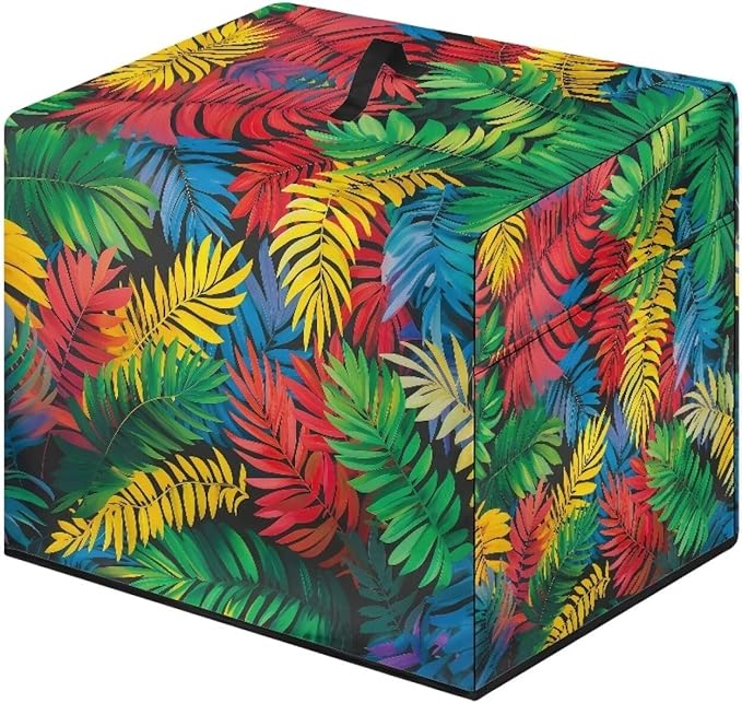 Food Slicer Cover with Side Pocket and Top Handle, Home Kitchen Electric Appliance Cover Waterproof Fabric Dust-Proof Durable Cheese Bread Meat Slicer Cover, Colorful Palm Leaf Print