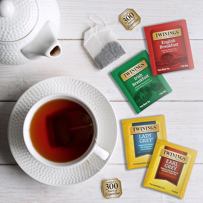 Twinings Tea Bag Sampler Variety with Bamboo Organizer (60 Tea Bags) 40 Different Flavours, Gift for Tea Lovers: Women, Men, Mom, Dad, Family, Friends, Couples