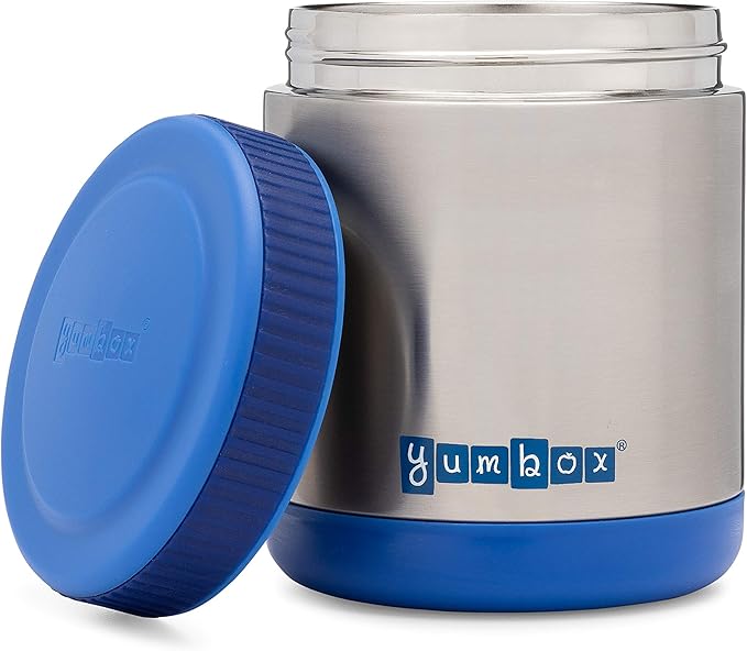 Yumbox Wide Mouth Zuppa 14 oz Triple Insulated Stainless Steel Food Jar, Superior Heat Retention, Leakproof, with Utensil Band and Spoon, Easy Open Grip, Hot 6 Hours or Cold 12 Hours, (Neptune Blue)