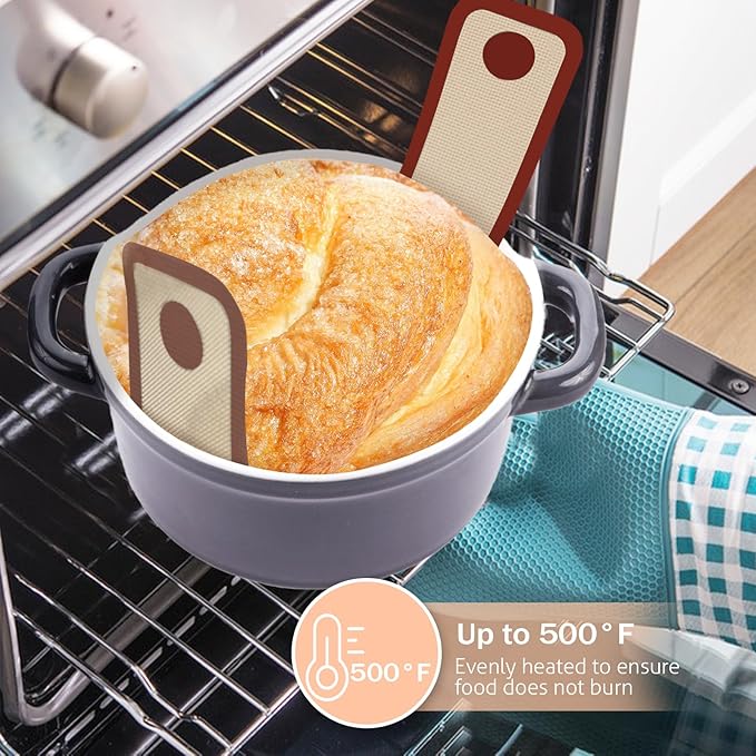 Silicone Bread Sling for Dutch Oven, 2 PCS Non-Stick & Easy Clean Reusable Silicone Baking Mat with Long Handles, Easy to Transfer Sourdough Bread