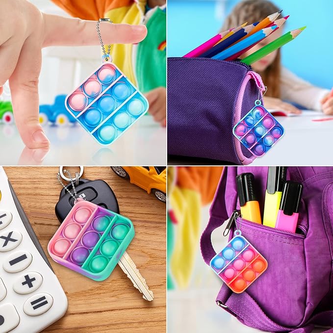 Pop Fidget Toys Bulk Its Party Favors for Kids 4-8 8-12 30 Pack Mini Pop Keychain It Christmas Stocking Stuffers for Kids Toy Fidgets for Classroom Prizes Student Gifts Birthday Goodie Bag Stuffers