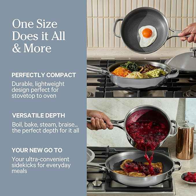 Our Place Mini Titanium Pro Cookware Duo | 6-Piece Tri-Ply Titanium Cookware Set with Always Pan Pro & Perfect Pot Pro | Non-Toxic No-Coating Nonstick | Induction & Oven-Safe up to 1000°F | Chrome