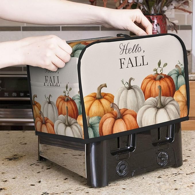 Toaster Cover 2 Slice Pumpkin Fall Autumn Thanksgiving Kitchen Small Appliance Covers with Pockets Dust and Fingerprint Protection