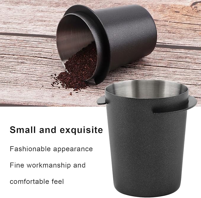 Coffee Dosing Cup 51mm, Espresso Coffee Dosing Cup, Stainless Steel Dosing Cup Compatible with All 58mm Portafilter,Coffee Powder Cup, Coffee Powder Feeder (1, Black, 51mm)
