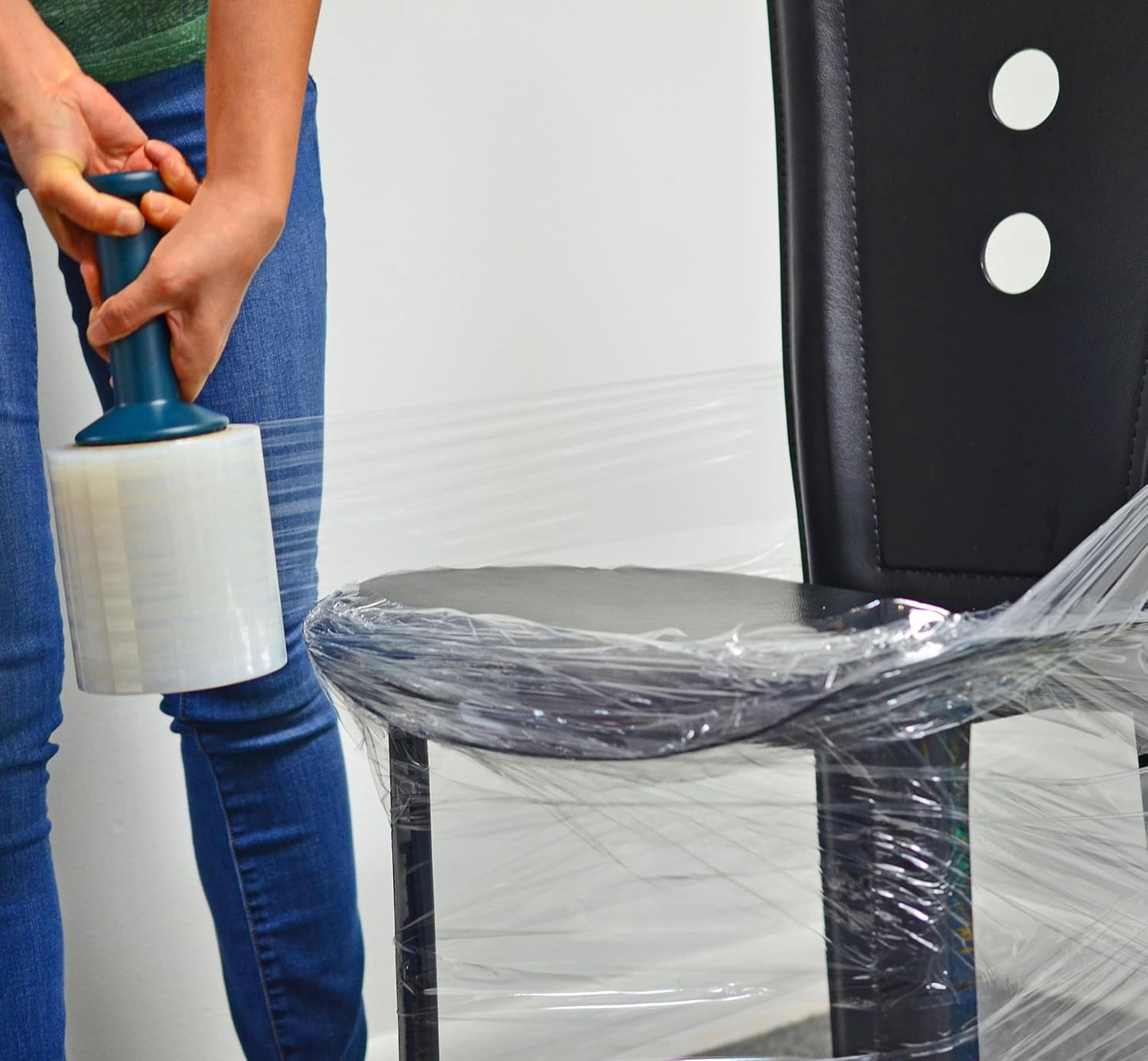 WOD SFCB80 Heavy Duty Hand Stretch Film Wrap 80 Gauge Thick with Dispenser - Clear Shrink Wrap Ideal for Moving, Packing, & Palletizing Applications: 3" in. x 1000 Ft (3-Rolls)