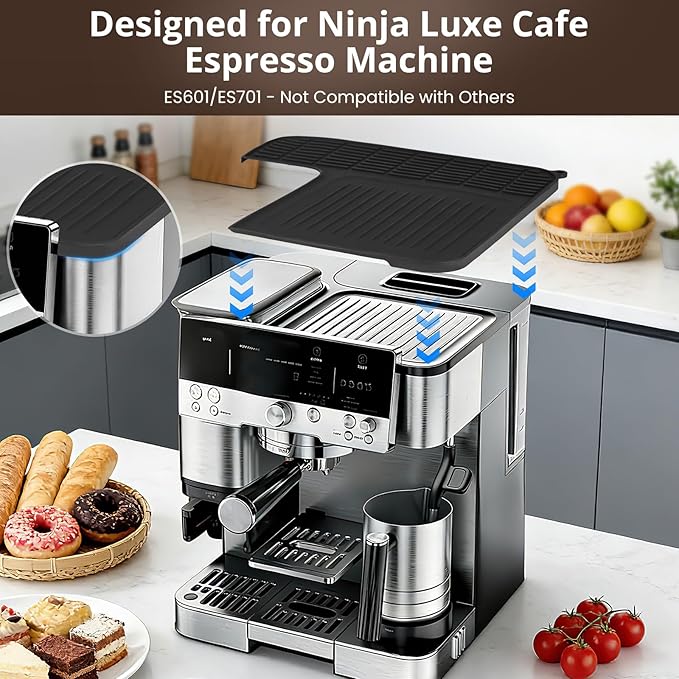 Top Mat for Ninja Luxe Espresso Coffee Machine ES601 & ES701–Coffee Top Silicone Mat Protects Top Surface Anti-scratch,Non-Slip Heat Resistant,Food-Grade Silicone for Ninja Luxe Cafe Accessories