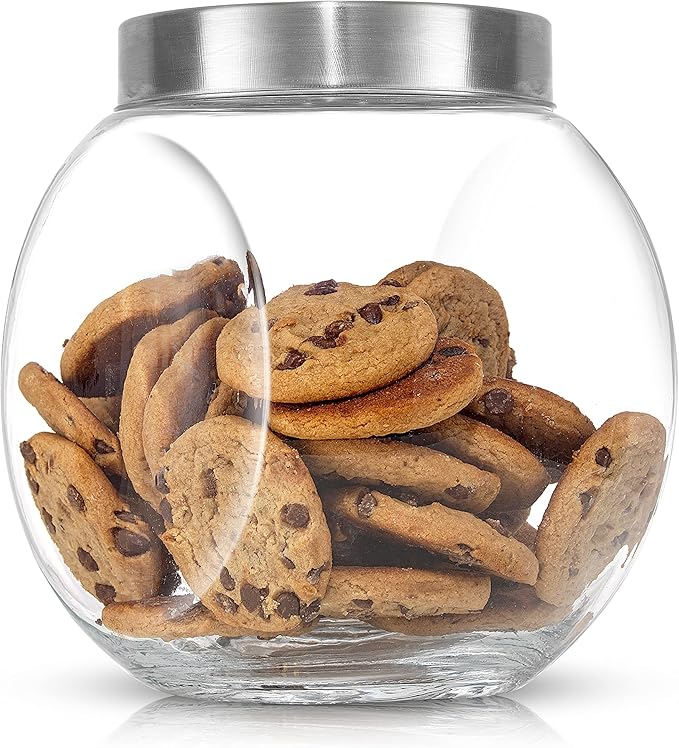 JoyJolt All-Sides Cookie Jar. Set of 2 Cookie Jars for Kitchen Counter with Lids, Candy Jar, Dog Treat Container, Laundry Detergent Container, Large Canisters, Half Gallon Glass Jar with Lid Airtight