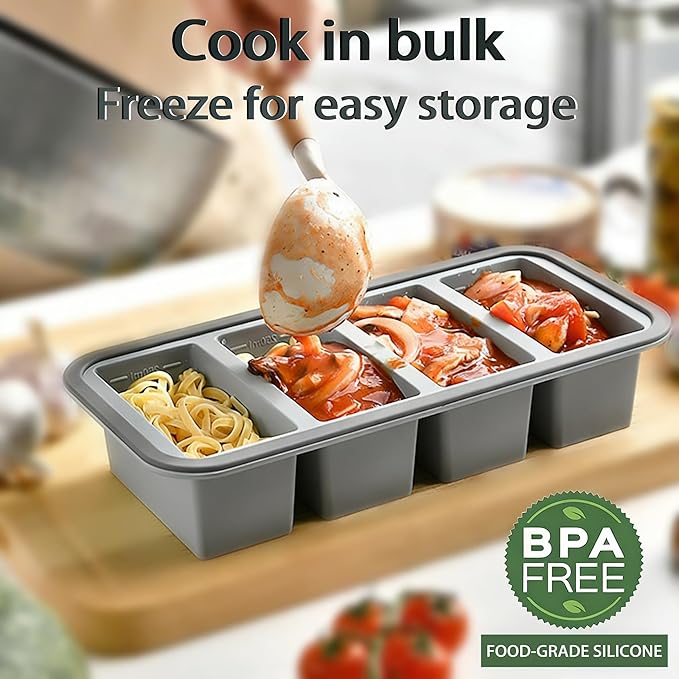2 Pcs Large Ice Cube Tray With Lid, 1/2 Cup Silicone Freezer Molds for Soup Ice Cubes, Freezer Cubes for Food Storage Silicone，Meal Prep、Frozen Broth and Leftovers