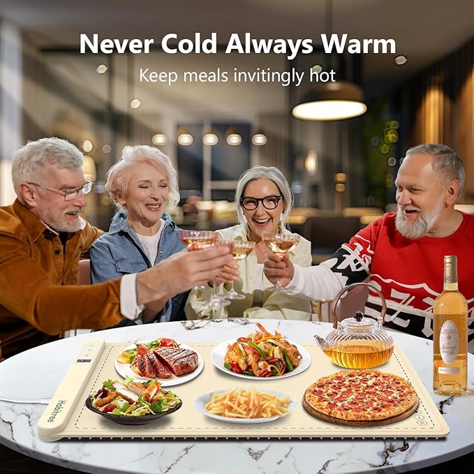 Food Warming Mat, Silicone Electric Warming Tray - Day Gifts, 6 Heat Settings, Portable, Upgraded Graphene Full Surface Rapid Heating, Easy to Clean, Ideal for Parties, Buffets, and Daily Use