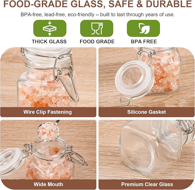 Spice Jars Set of 12, 4 oz Glass Spice Jars with Airtight Lids and Labels, Small Seasoning Jars for Spices, Herbs, Kitchen Spice Organizer