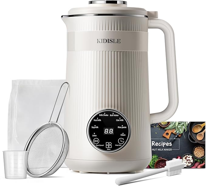 KIDISLE 8 in 1 Nut Milk Maker Blender, 32oz Homemade Soy, Almond, Oat, Coconut, Plant Based and Non Dairy Beverages, Automatic Soybean Machine With Delay Start/Keep Warm/Boil Water, Cream