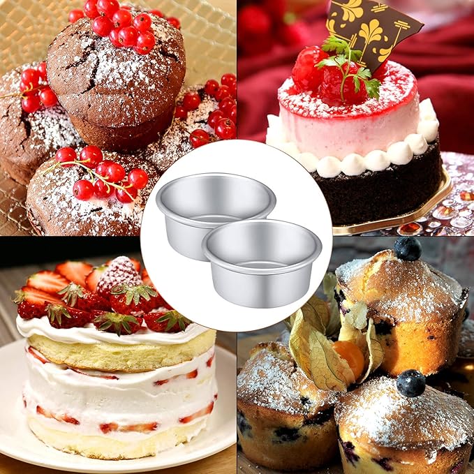Nuenen 12 Pcs Round Cake Pans Aluminum Round Mold Smash Cake Baking Cheesecake Pans for Home Party Baking Supplies (4 Inch)