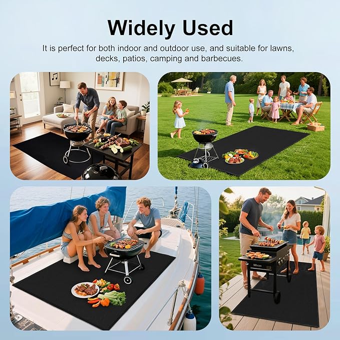 LETITIN Large 70x48 Inch Under Grill Mat for Outdoor Grill & Fire Pit - Fireproof Deck Protector Pad for Wood, Patio, Lawn - Oil-Proof Rubber Mat for Blackstone