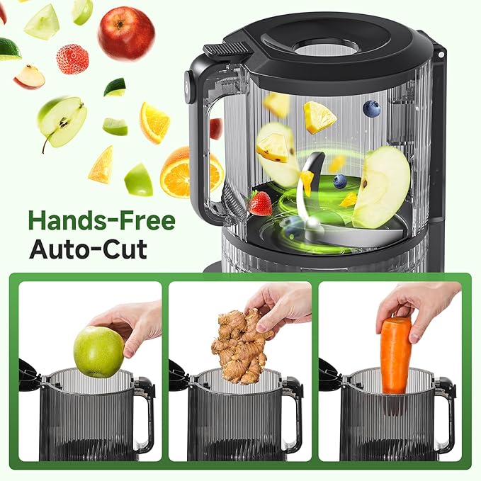 Cold Press Juicer, 3-in-1 Juicer Machines with 6.5" Large Feed Chute for Whole Fruits & Vegetables, 100oz Large Capacity for Family Use, Makes Juice, Nut Milk & Sorbet