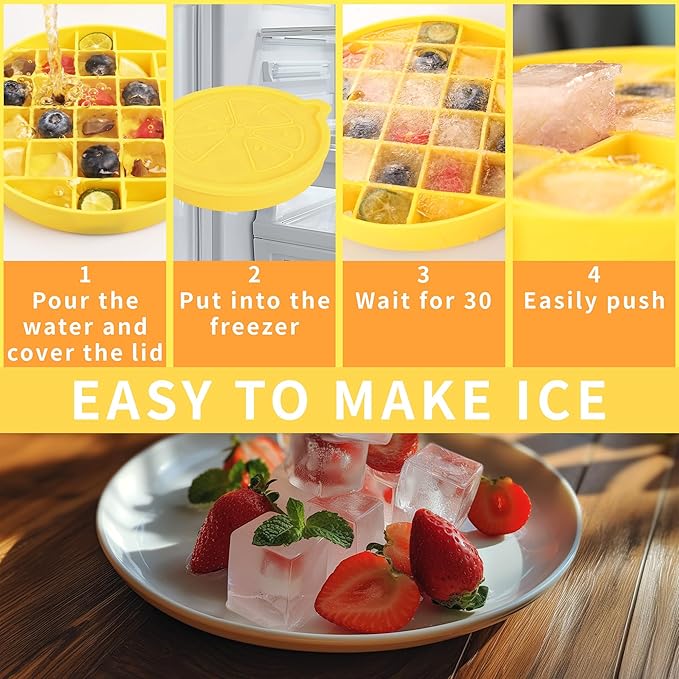 Ice Cube Trays Set of 4,Easy Release 120PCS Silicone Ice Cube Tray Mold for Freezer, Reusable Ice Trays for Freezer with Lid Stackable for Whiskey,BPA Free for Cocktail, Tea, Coffee