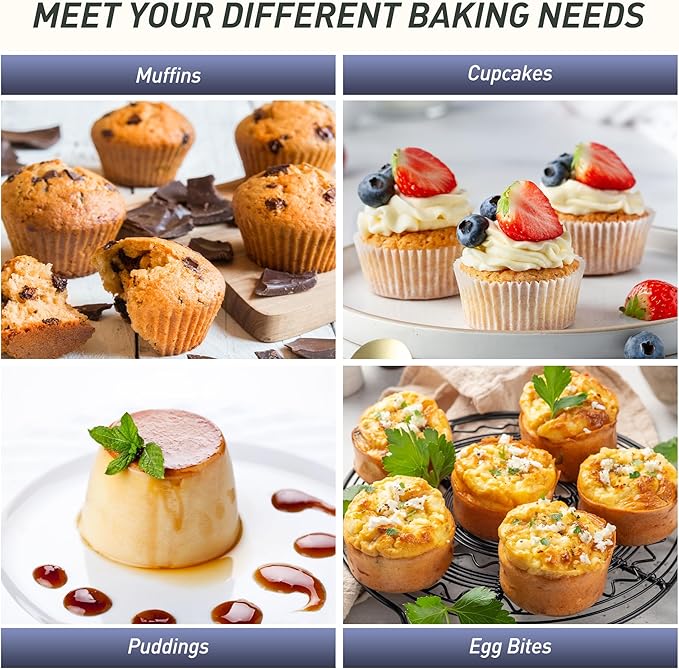 Socisen 2 Pack 6 Cups Jumbo Muffin Pan with Metal Reinforced Frame Silicone Molds Egg Bites Silicone Circle Cookie Molds Extra Large Muffin Tin Jumbo Tart Pans Baking Sheet Set for Sandwiches