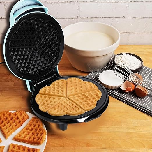 Waffle Maker 7“ Non-Stick Waffler Iron Stuffler Stuffed Wafflera 700W Adjustable Browning Control, Electric Baker Makes Thick, Fluffy Waffles, Kitchen Essential for Breakfast, Azure