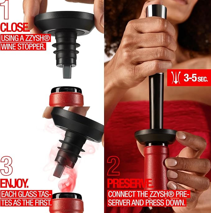 Wine Stopper | Preserve Flavors 8+Weeks | Top-notch Wine Bottle Stoppers | Reseal Natural, Glass, Plastic Cork Bottle (Pink)