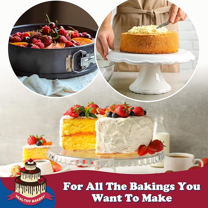 HIWARE 9 Inch Non-stick Cheesecake Pan Springform Pan with Removable Bottom/Leakproof - Black