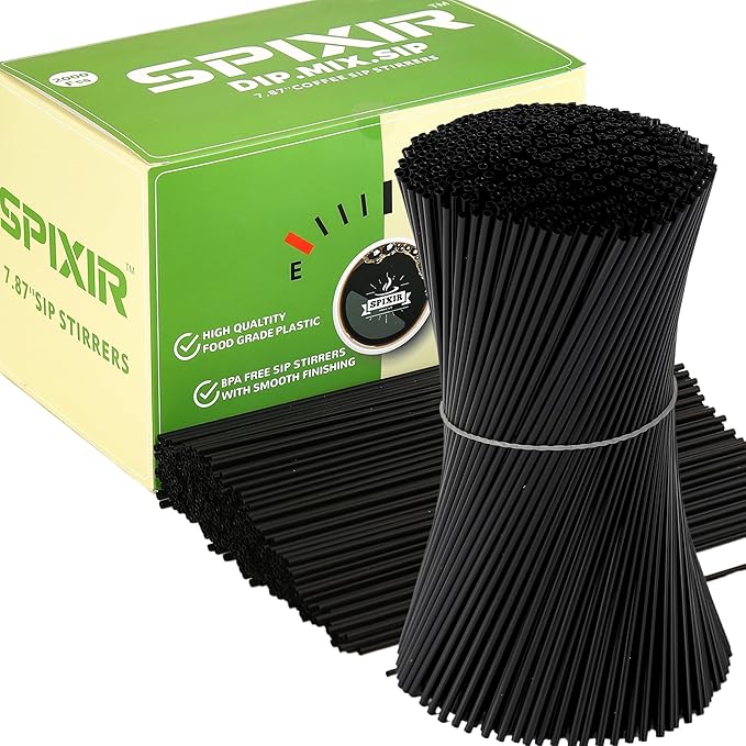 Coffee Stirres, Disposable 7.87-inch Drinking Straws or Coffee-Stirs, 2000pcs Black Straws CoffeeBar Accessories or Cocktail Straws