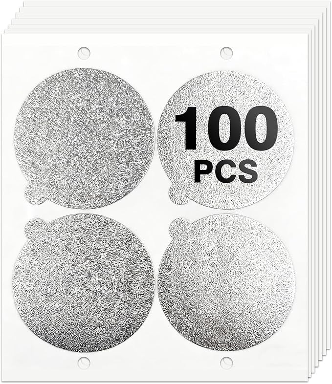 100PCS Aluminum Foil Seals for Nespresso Vertuo Pods – Reusable Coffee Pod Lids for VertuoLine(Pods Not Included)