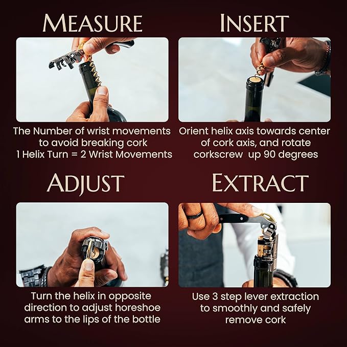 Corkscrew for Professionals FALCORK® 354 – Control – 3-Step Lever, 6-Turn Helix and Generous Wooden Handle for Maximum Smoothness and Controlled Technique on Fine Wine Corks
